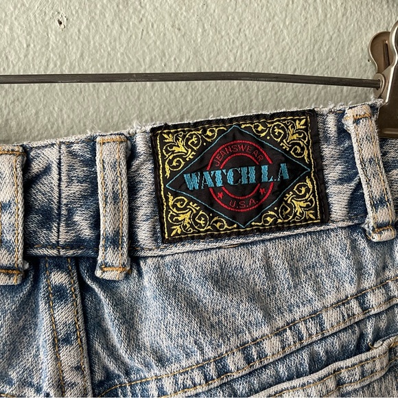 Watch LA | Vintage 80s 90s Curvy Acid-Washed Patchwork Cut-Out Skinny Jeans - Picture 14 of 17